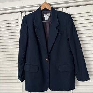 Talbots Vintage Dark Blue Women's Blazer 100% wool EUC